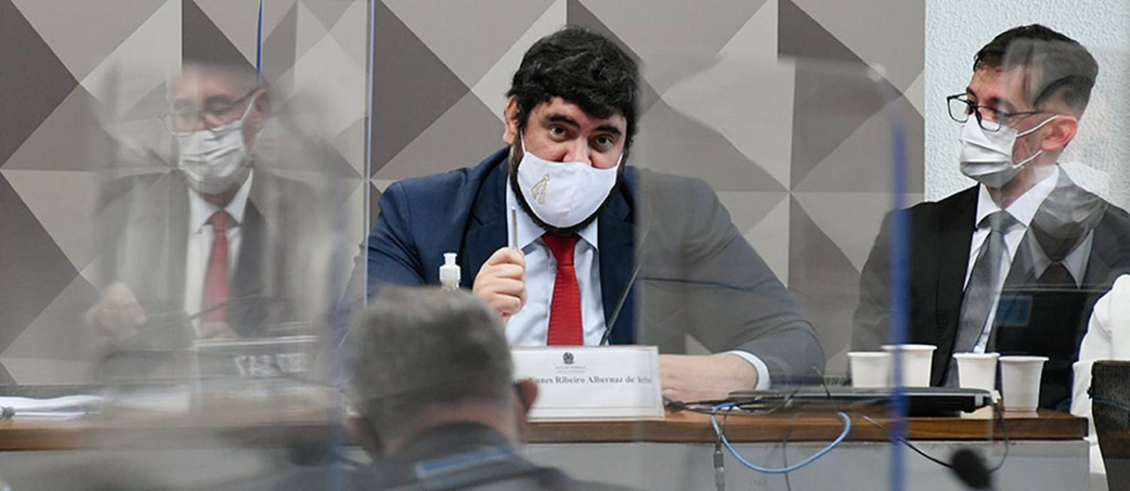 Empresário Marconny Faria, apontado como lobista da Precisa Medicamentos, presta depoimento à CPI da Covid Foto: Roque de Sá / Agência Senado