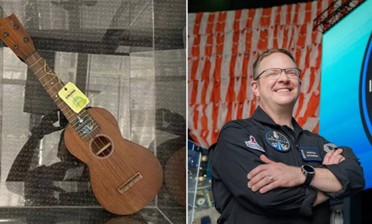 Um ukulele da Martin Guitar foi levado por Chris Sembroski, um dos tripulantes, para ser tocado no espaço Foto: Reprodução/Martin Guitar