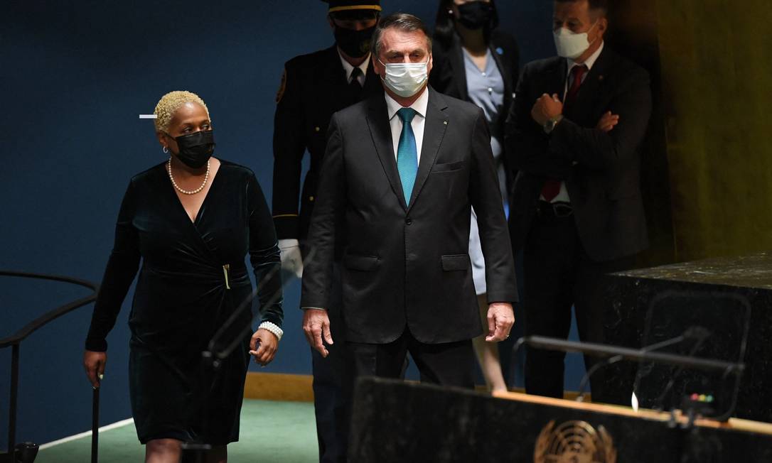 Jair Bolsonaro chega à Assembleia Geral da ONU, em Nova York Foto: TIMOTHY A. CLARY / AFP