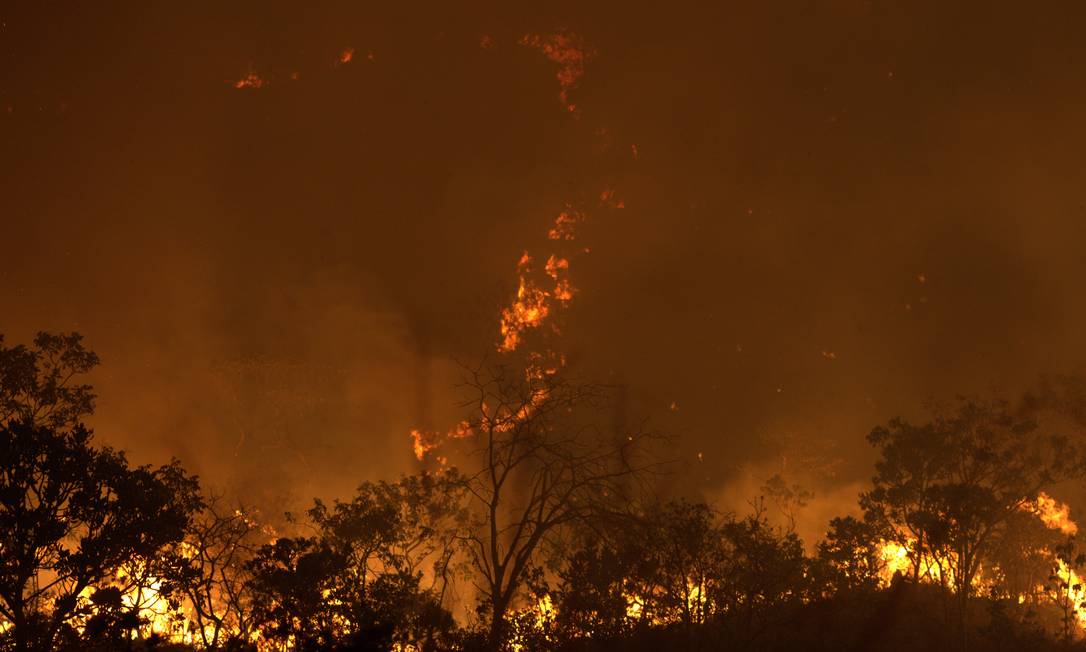 Incêndio na Chapada dos Veadeiros em 21/09/2021 Foto: Ahmad Jarrah / Agência O Globo