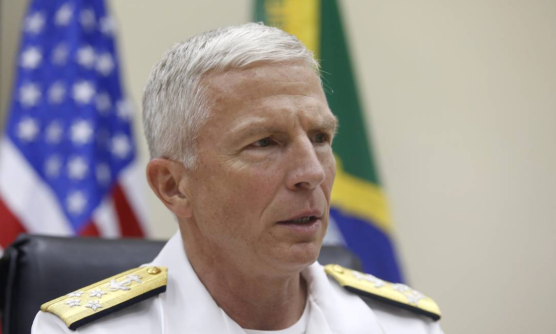 O Comandante do Comando Sul dos EUA (SOUTHCOM), Almirante de Esquadra Craig S. Faller Foto: Fábio Rossi / Agência O Globo