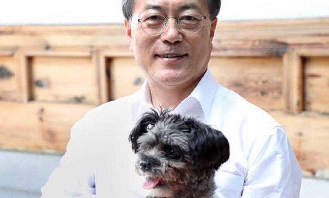 Moon Jae-in, presidente da Coreia do Sul, sugeriu proibir o consumo de cachorro no país Foto: Divulgação