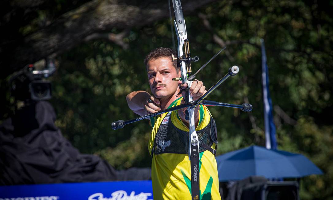 Mrcus D'Almeira durante o mundial de tiro com arco, nos EUA Foto: Reprodução/World Archery