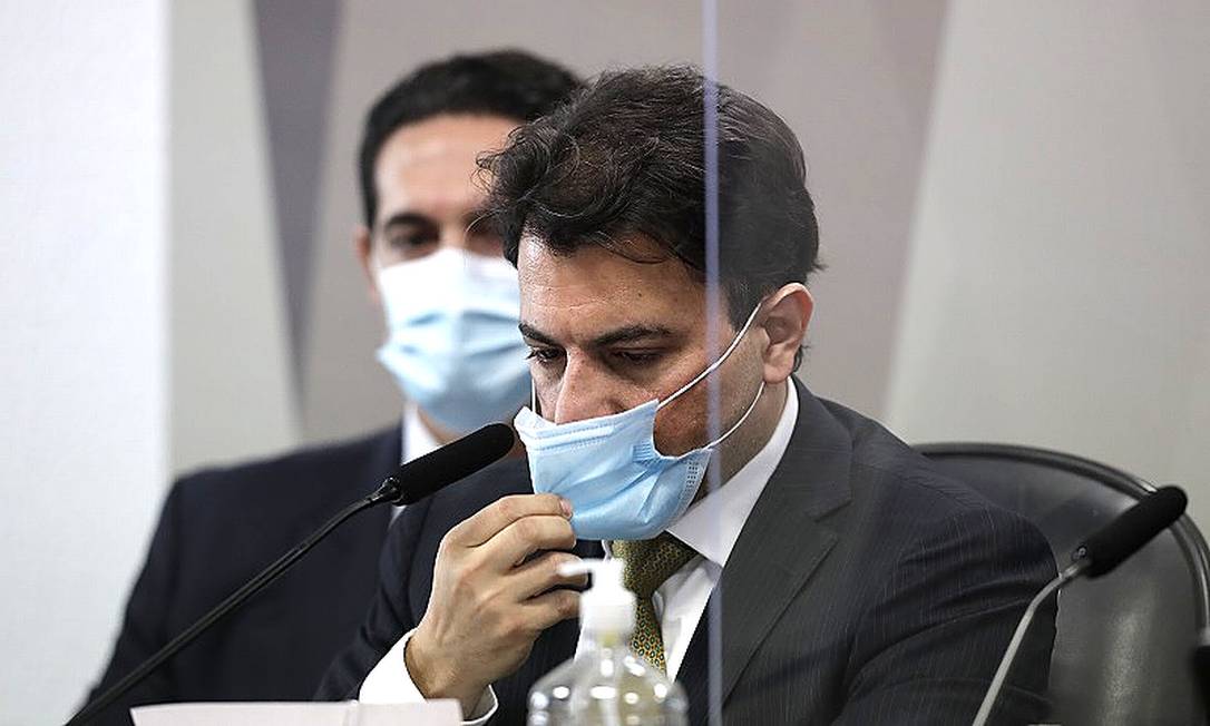 Empresário Otavio Oscar Fakhoury presta depoimento à CPI da Covid Foto: Pablo Jacob / Agência O Globo