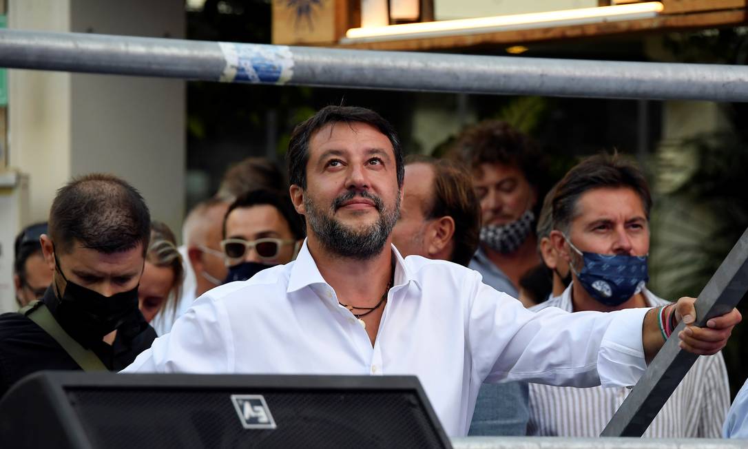 Salvini, que esteve perto de chegar a premier, está sob pressão de governadores da Liga, mais pragmáticos Foto: Alberto Lingria / Reuters (18-09-2020)