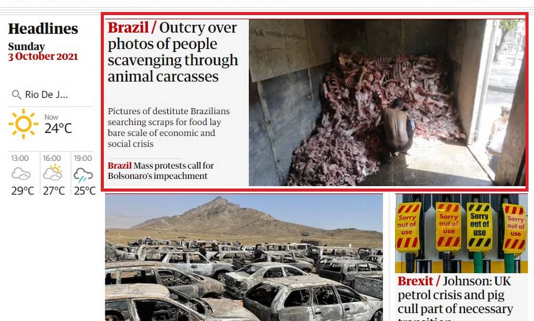 Britânico destacou reportagem sobre a crise da fome no Brasil Foto: Reprodução