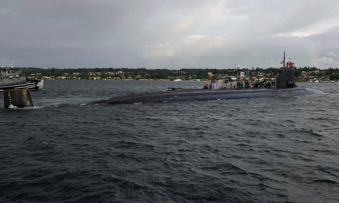 Submarino USS Connecticut deixa base naval em Bremerton, Washington Foto: LT. MACK JAMIESON / AFP/27-05-2021