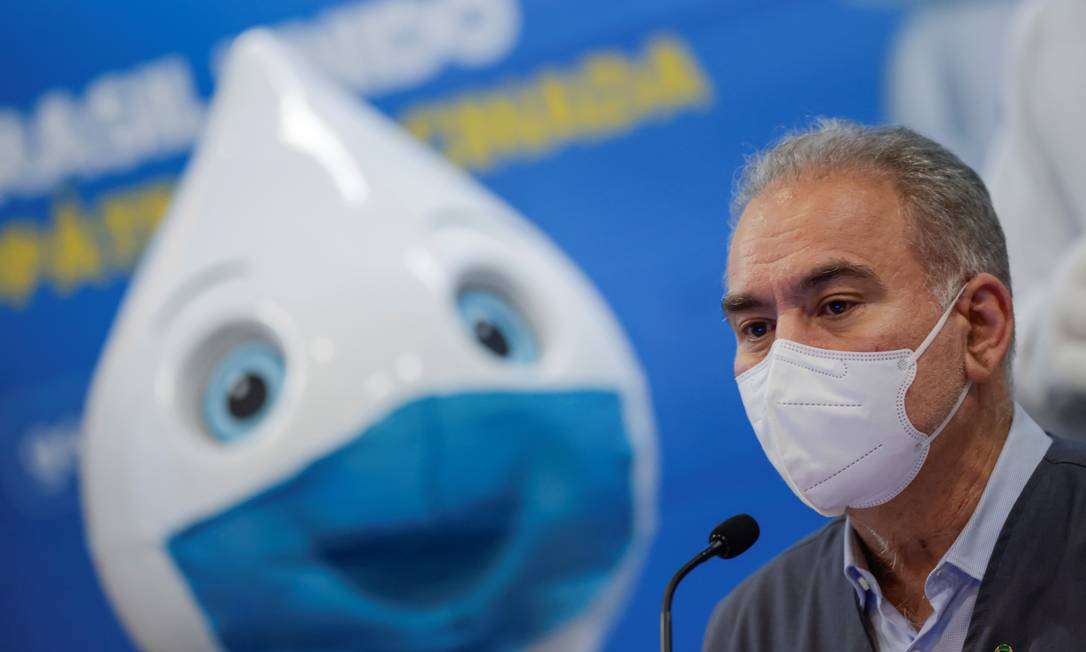 O ministro da Saúde, Marcelo Queiroga, durante entrevista coletiva Foto: Ueslei Marcelino/Reuters/08-10-2021