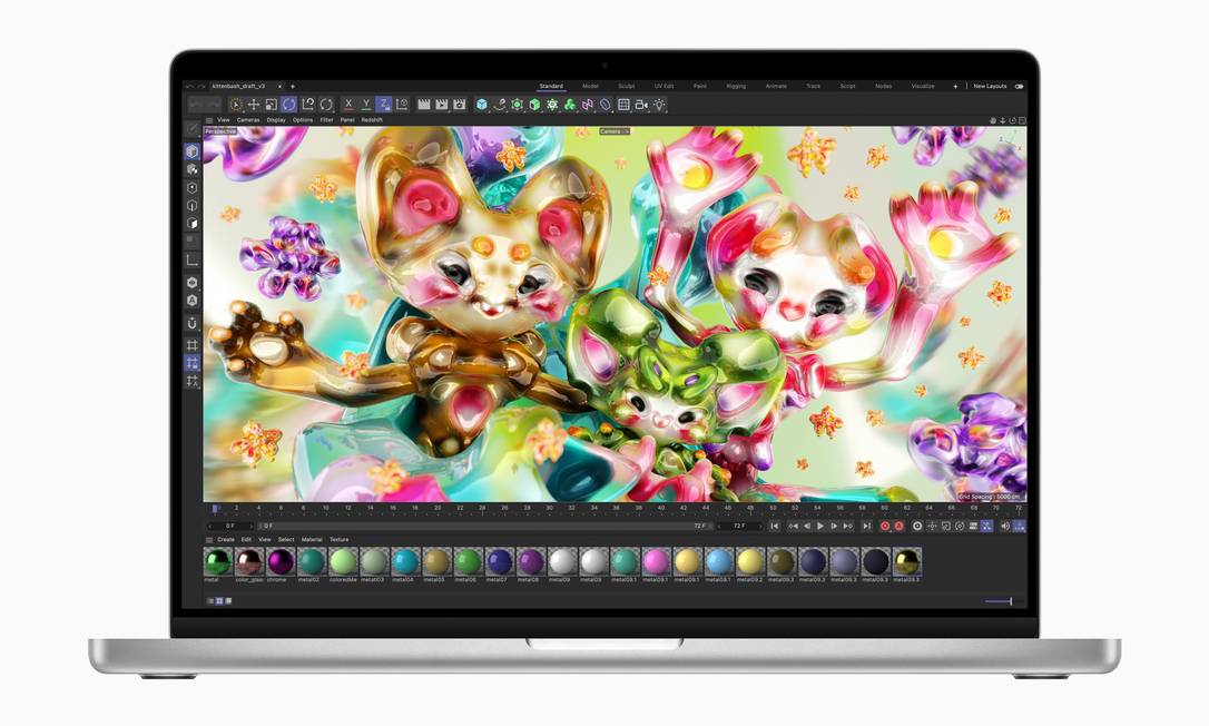 O novo MacBook Pro tem tela de retina líquida XDR que traz mais brilho e mais sombra. Tem 1080 pixels. Foto: Divulgação