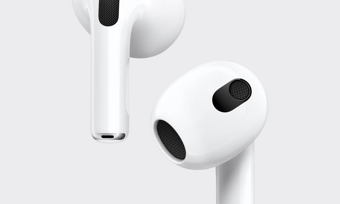 Os novos AirPods são resistentes ao suor e à água (com base na IPX4) e possuem um sensor de força para controle de música e chamadas telefônicas. Foto: Divulgação