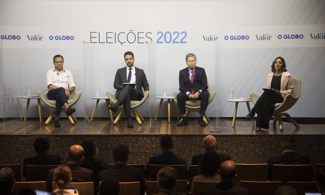 João Doria, Eduardo Leite e Arthur Virgílio participam de debate promovido pelo GLOBO e Valor Foto: Guito Moreto / Agência O GLOBO