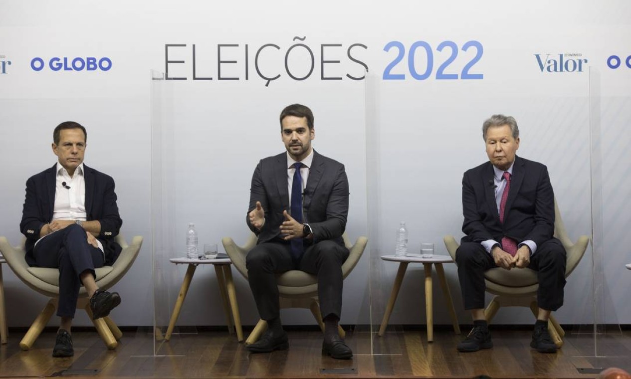 João Doria, Eduardo Leite e Arthur Virgílio participam de debate promovido pelo GLOBO e Valor Foto: Guito Moreto / Agência O Globo