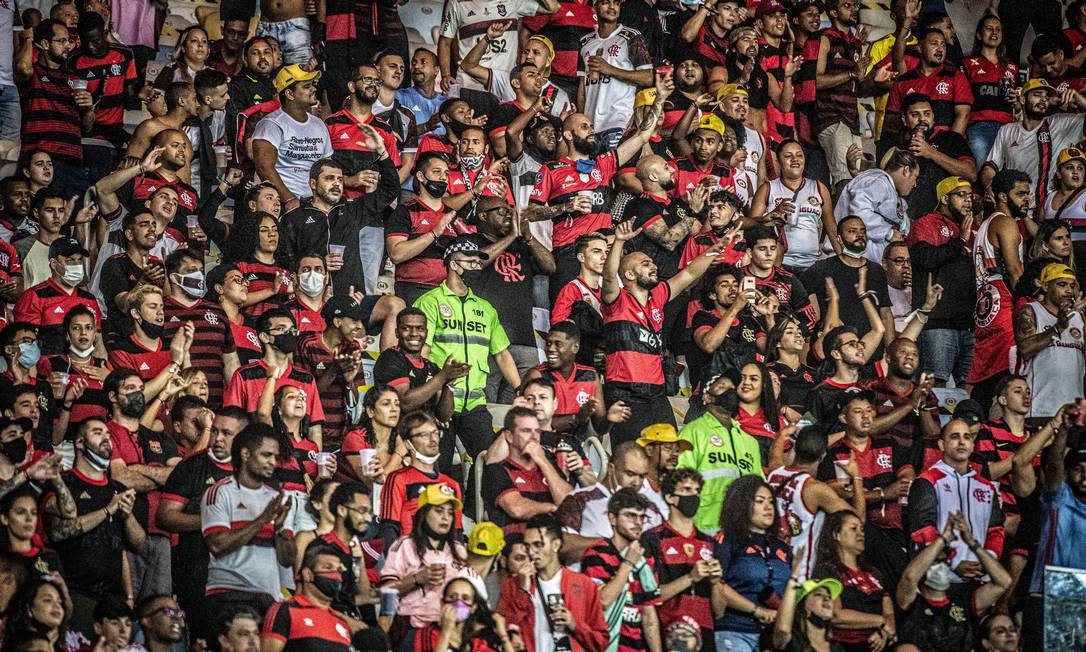 Torcida rubro-negra no Maracanã, durante a partida contra o Cuiabá Foto: Alexandre Vidal / Flamengo