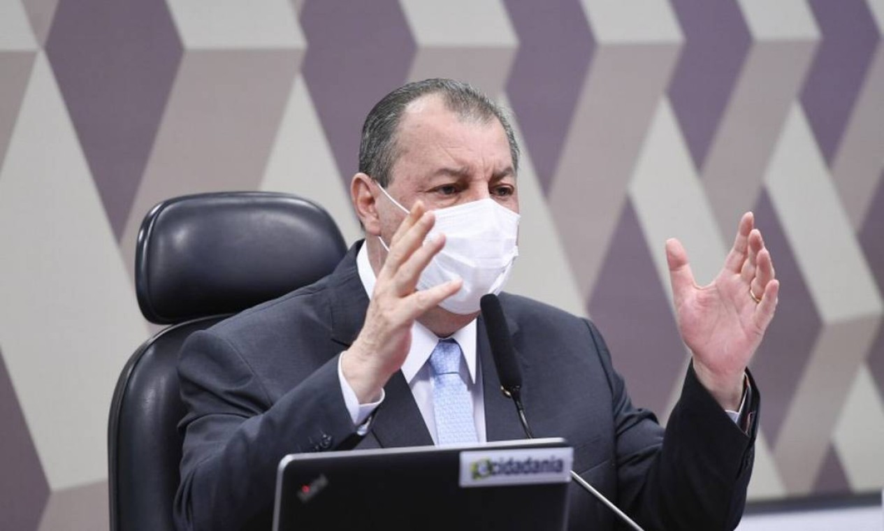 Senador Omar Aziz (PSD-AM), presidente da comissão que investigou crimes do governo Bolsonaro no combate à pandemia Foto: Edilson Rodrigues / Agência Senado
