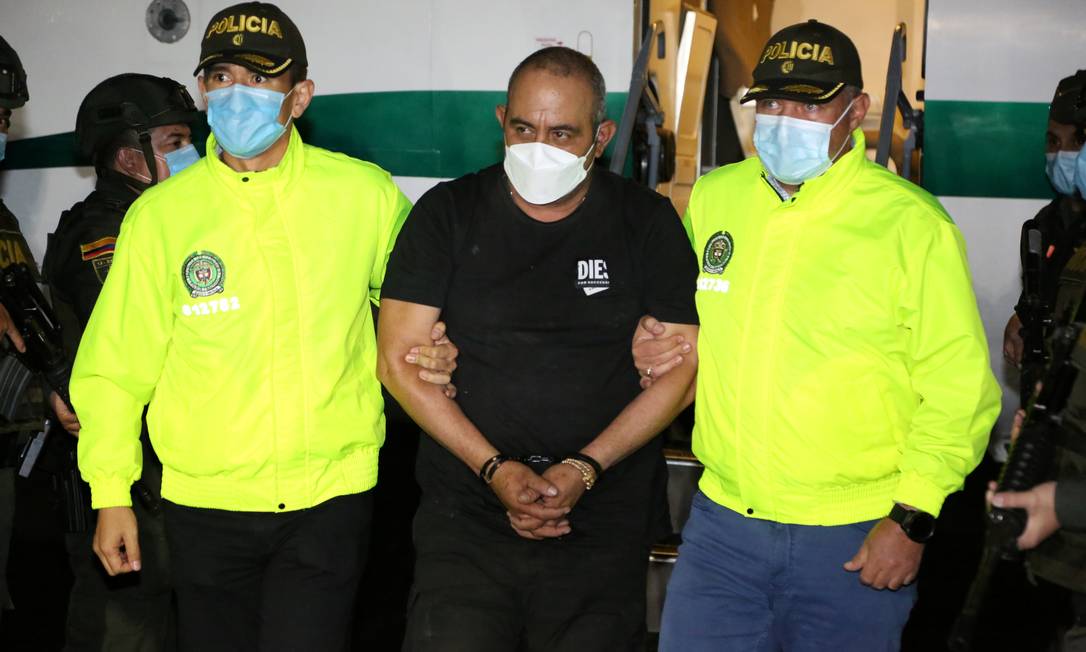 Dairo Antonio Úsuga, também conhecido como Otoniel, após ser capturado na Colômbia Foto: COLOMBIAN POLICE / via REUTERS