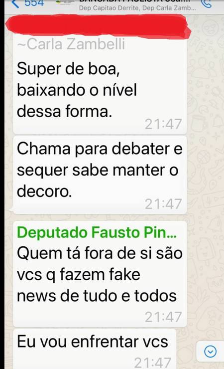 Print de bate boca entre deputados de São Paulo Foto: Reprodução