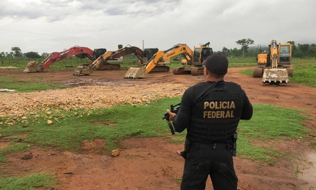 O objetivo da operação é desmontar o esquema de exploração ilegal e comercialização de ouro extraído das terras da comunidade indígena Kayapó, no sul do Pará. Foto: PF / Reprodução