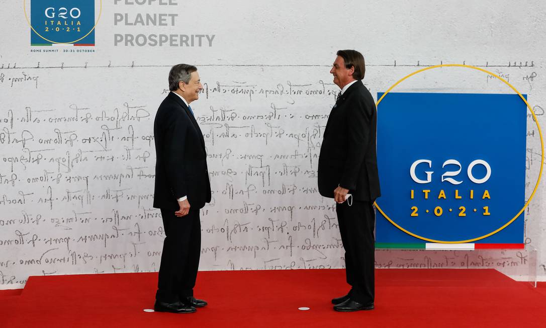 Bolsonaro é recebido pelo primeiro-ministro italiano, Mario Draghi Foto: Alan Santos / PR