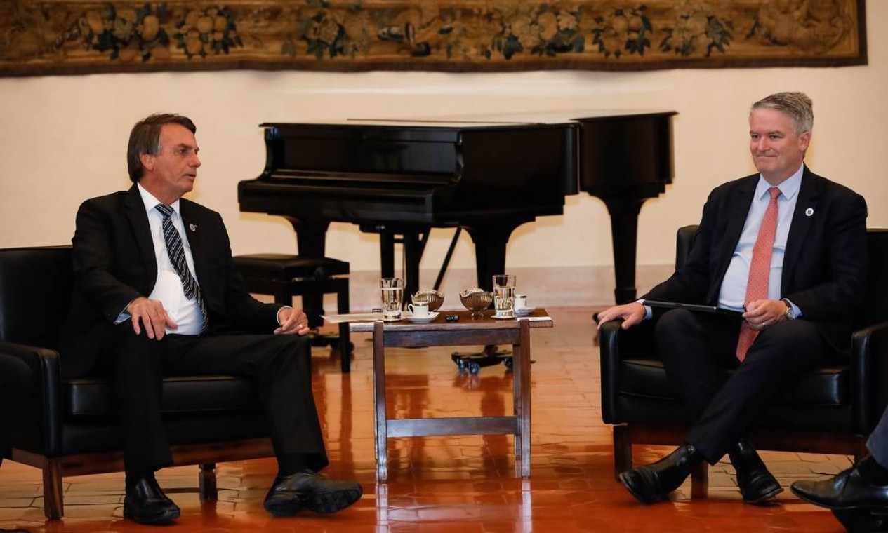 Bolsonaro e Mathias Cormann. Brasil tenta entrar na OCDE, considerado o clube dos países ricos Foto: Alan Santos / PR