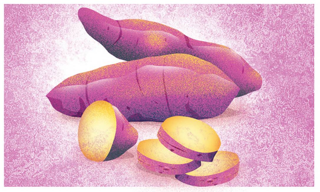 A batata doce é rica em vitamina A e vitamina C, que têm potencial antioxidante Foto: Editoria de Arte