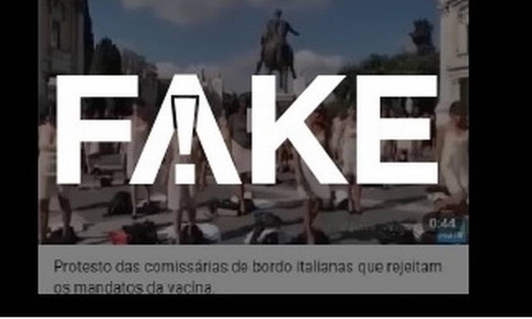 É #FAKE que vídeo mostre comissárias tirando a roupa para protestar contra obrigatoriedade de vacinas Foto: Reprodução