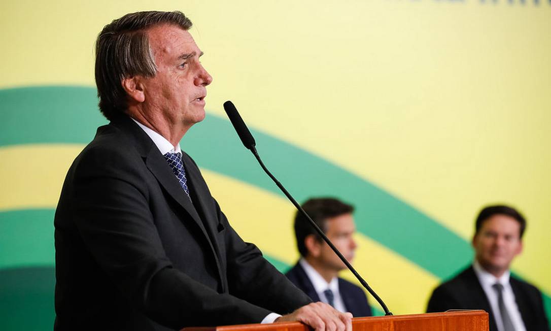 O presidente Jair Bolsonaro discursa durante evento no Palácio do Planalto Foto: Alan Santos/Presidência/10-11-2021