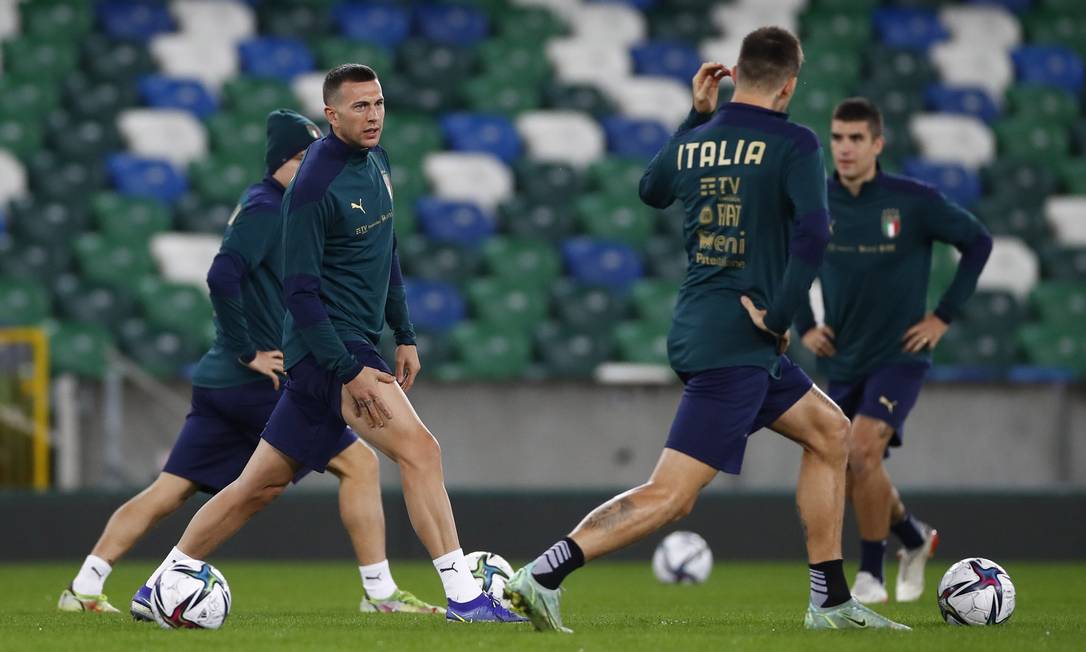 Seleção italiana em treino no Windsor Park, em Belfast, na Irlanda do Norte Foto: JASON CAIRNDUFF / Action Images via Reuters