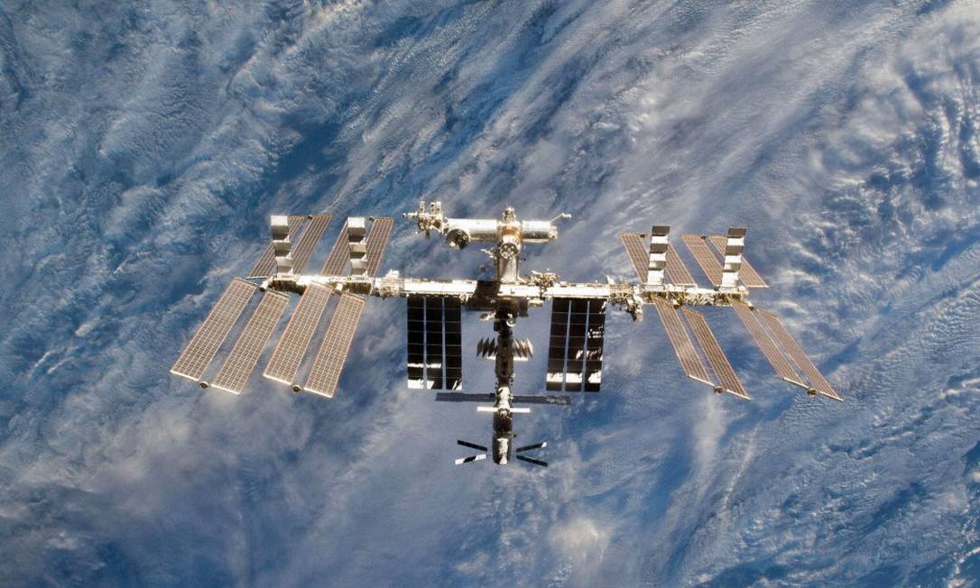 Imagem divulgada pela Nasa mostra Estação Espacial Internacional em órbita Foto: - / AFP/7-3-11
