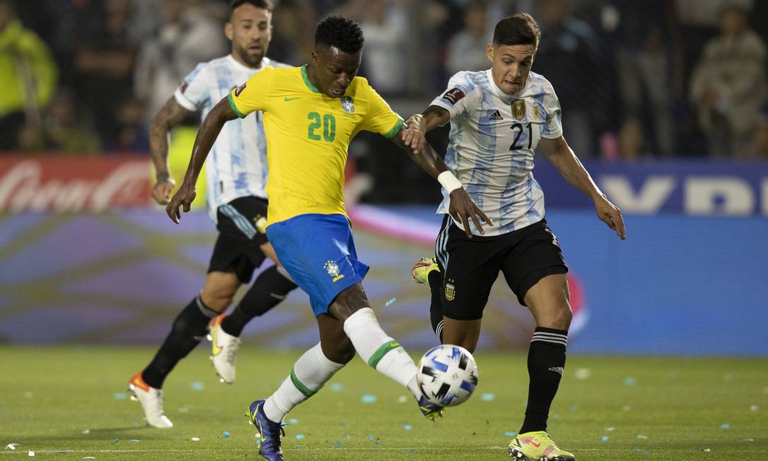 Vini Jr, aos 21 anos, foi o caçula do Brasil contra a Argentina Foto: Foto Lucas Figueiredo/CBF / Agência O Globo