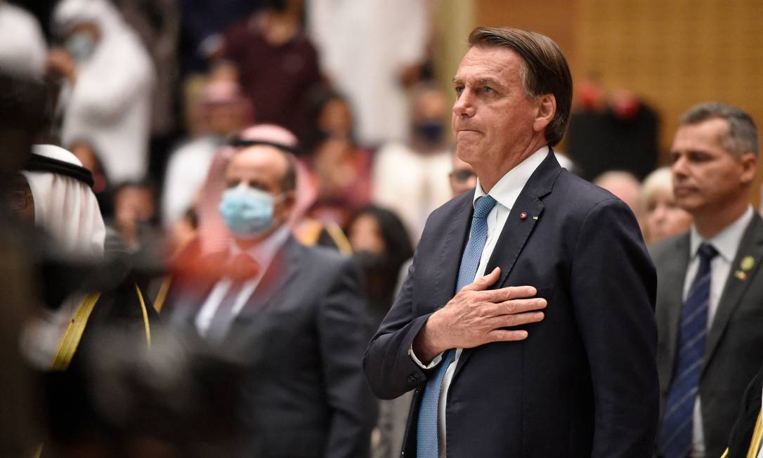 Bolsonaro no Bahrein Foto: MAZEN MAHDI / AFP