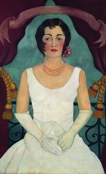 'Retrato de mulher de branco' (1929), de Frida Kahlo. O óleo sobre tela foi leiloado na Christie’s de Nova York a pintura foi arrematada por US$ 5,8 milhões. Foto: Reprodução