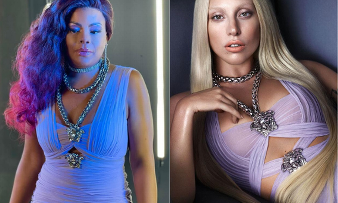 Tati Quebra-Barraco e Lady Gaga, ambas de Versace Foto: Divulgação