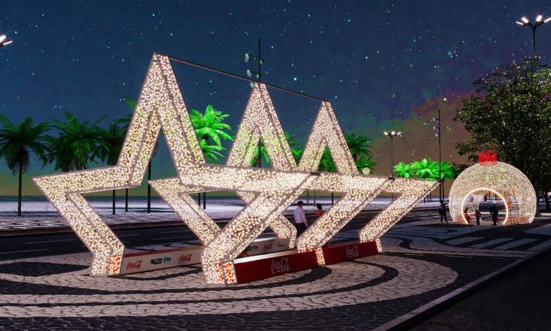 Imagem do projeto mostra uma uma das decorações que serão instaladas no canteiro central da Avenida Atlântica Foto: Divulgação/Prefeitura do Rio
