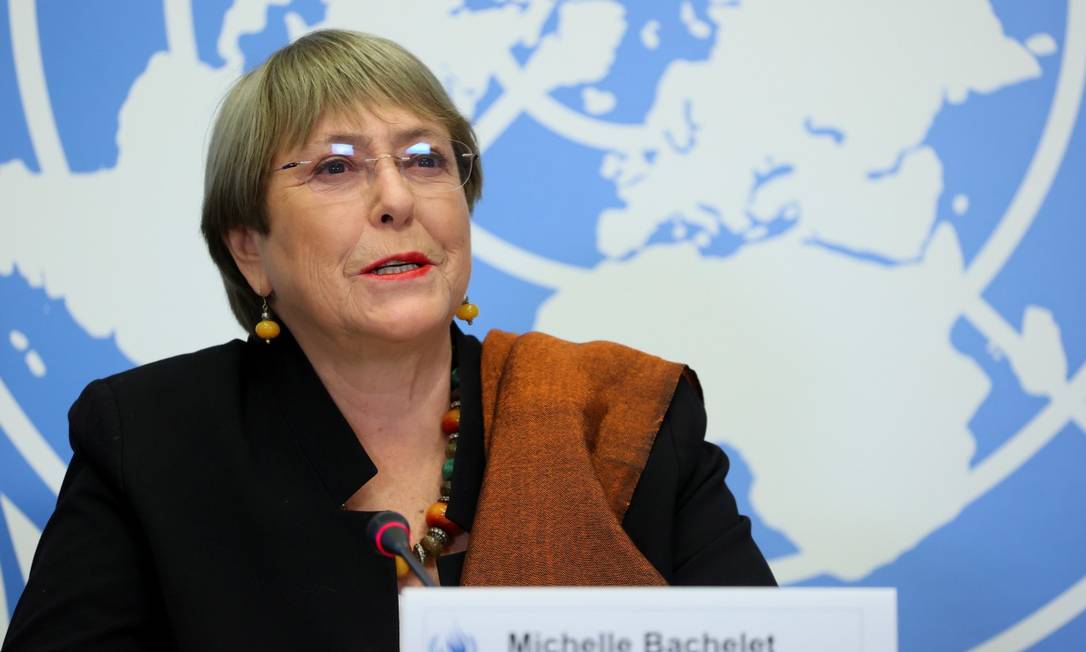 Alta comissária da ONU e ex-presidente do Chile, Michelle Bachelet, durante evento em Genebra Foto: DENIS BALIBOUSE / REUTERS/3-11-21