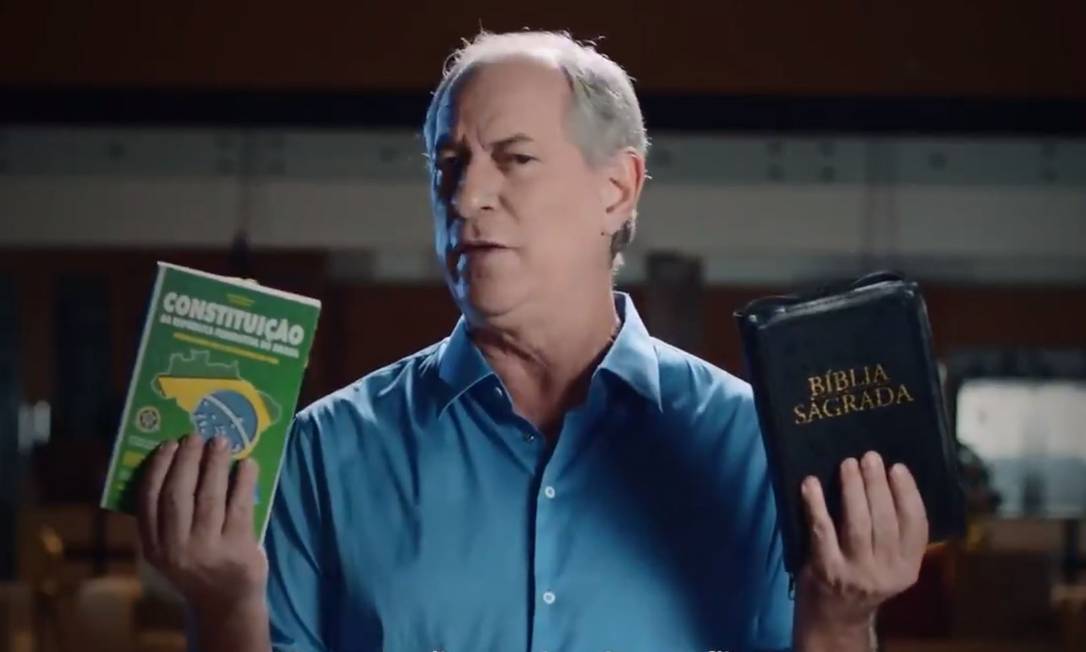 Ciro Gomes (PDT) gravou um vídeo, em junho, no qual afirma que a Constituição e a bíblia "não são conflitantes" Foto: Reprodução