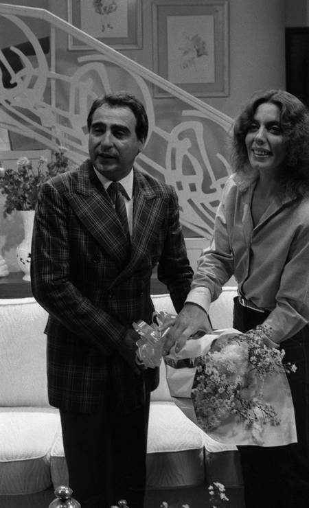 Mila e Luis Gustavo, com quem foi casada, em cena de "Elas por Elas", em 1982 Foto: Adir Mera / Agência O Globo