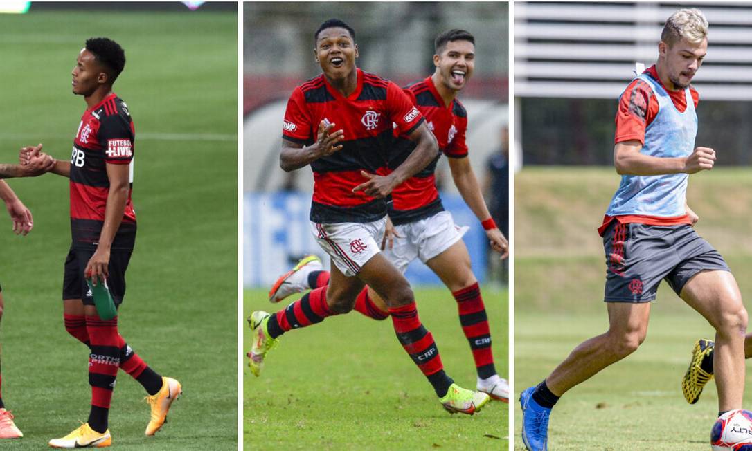 Lázaro, Matheus França e Noga são algumas das promessas do Flamengo para ficar de olho em 2022 Foto: REUTERS/Amanda Perobelli e Marcelo Cortes/Flamengo