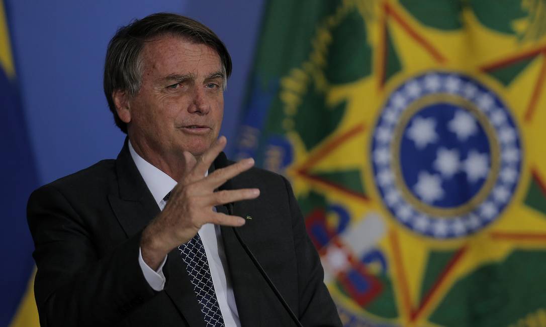 O presidente Jair Bolsonaro participa de cerimônia no Palácio do Planalto Foto: Cristiano Mariz/Agência O Globo/07-12-2021