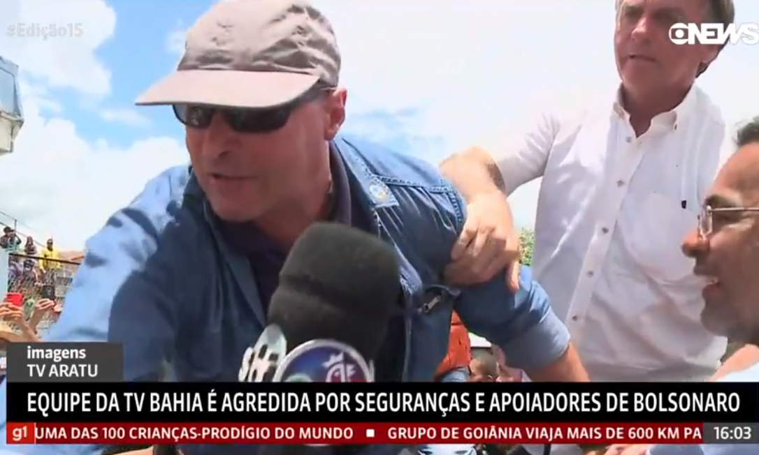 Jornalistas são agredidos por seguranças de Bolsonaro Foto: Reprodução