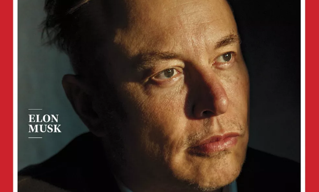 Capa da revista americana Time: Elon Musk foi eleito personalidade do ano de 2021 Foto: Reprodução