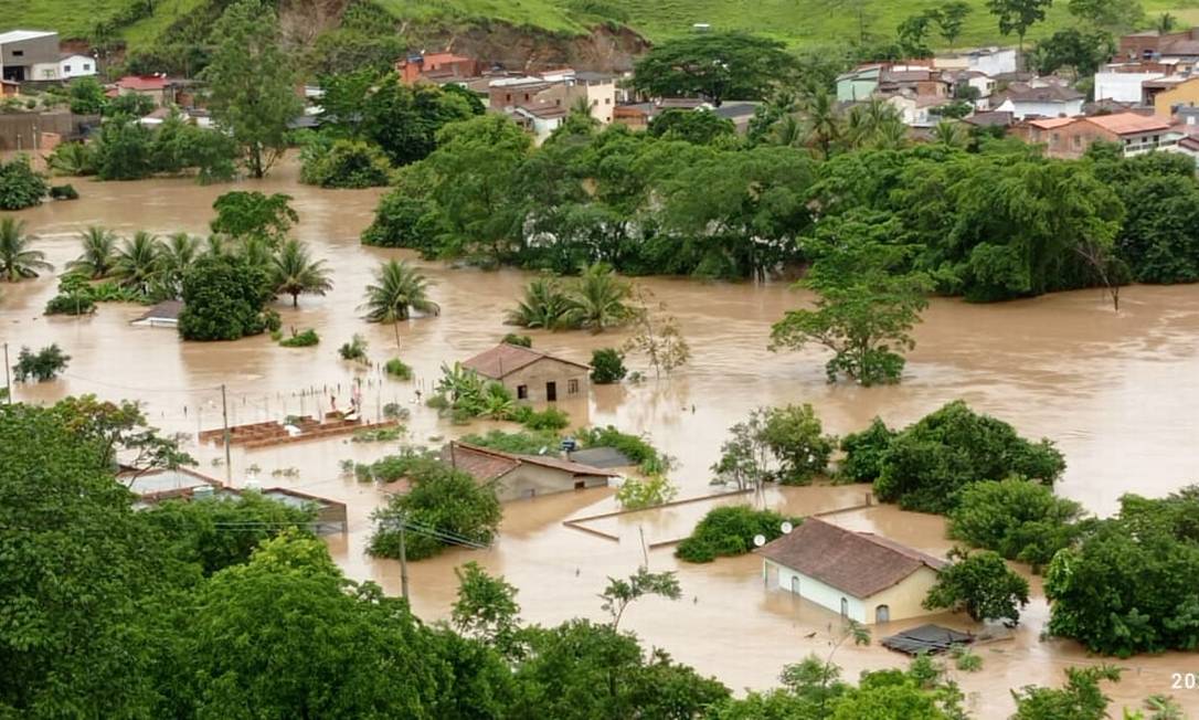 Enchente no município de Jucuruçu, no sul da Bahia Foto: Divulgação/Prefeitura de Jucuruçu / Divulgação/Prefeitura de Jucuruçu