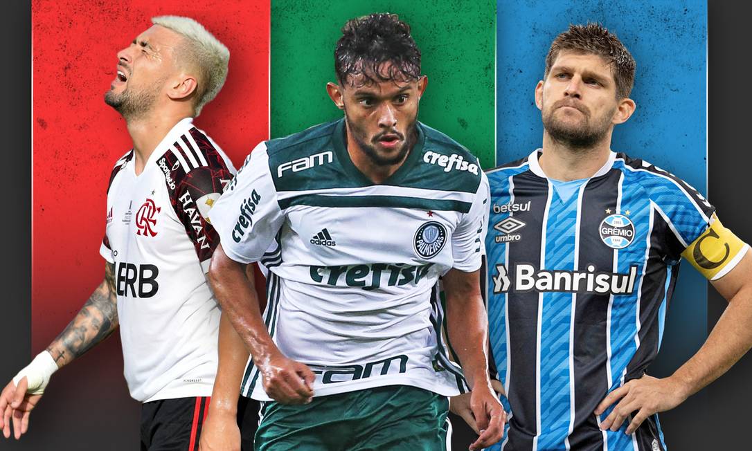 Palmeiras, Grêmio e Flamengo foram os times que mais jogaram nas duas temporadas disputadas em 18 meses Foto: Editoria de Arte
