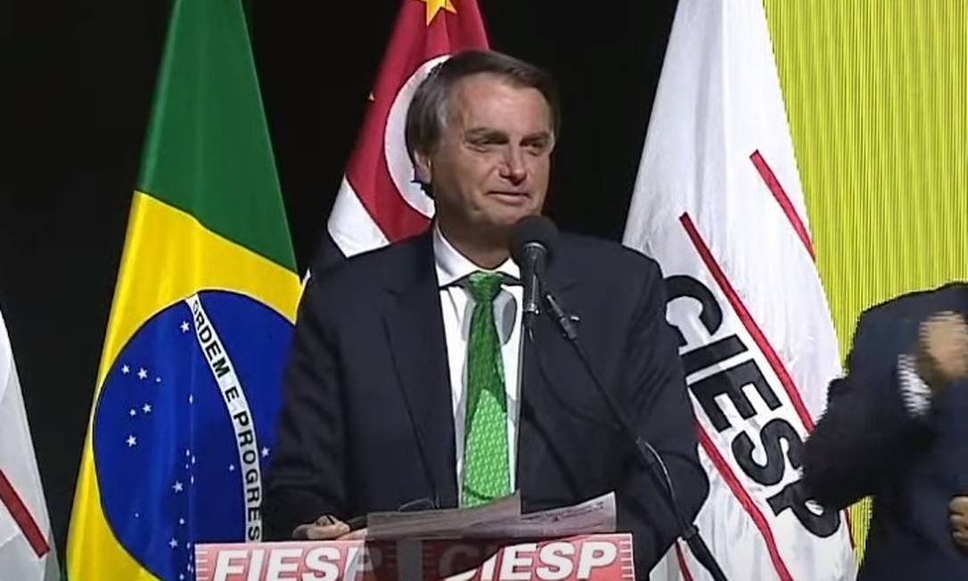 Bolsonaro discursa em evento da Fiesp, em São Paulo Foto: Reprodução