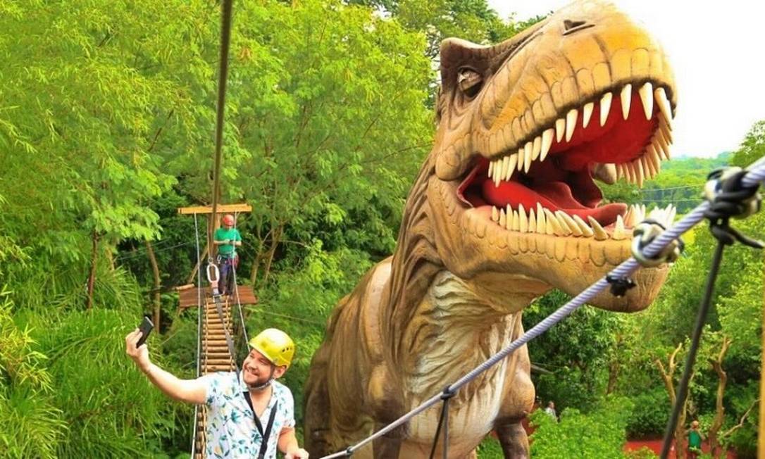 Circuito de arvorismo Dino Adventure, uma das atrações do complexo temático Dreams Park Show, em Foz do Iguaçu Foto: Reprodução