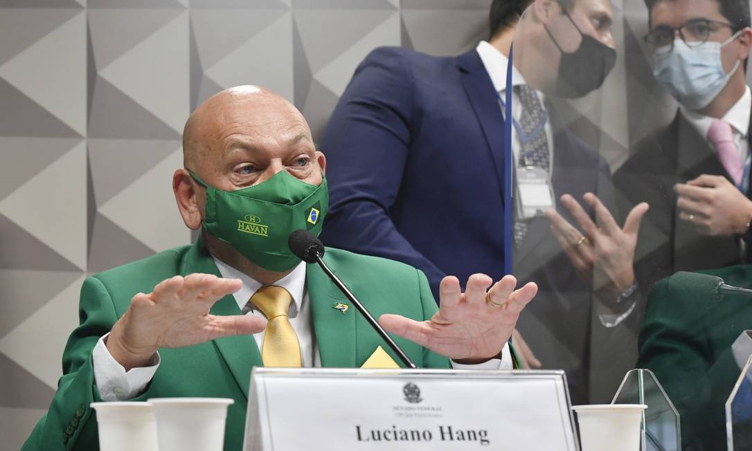 Empresário Luciano Hang durante depoimento à Comissão Parlamentar de Inquérito da Pandemia Foto: Leopoldo Silva / Agência Senado/Leopoldo Silva