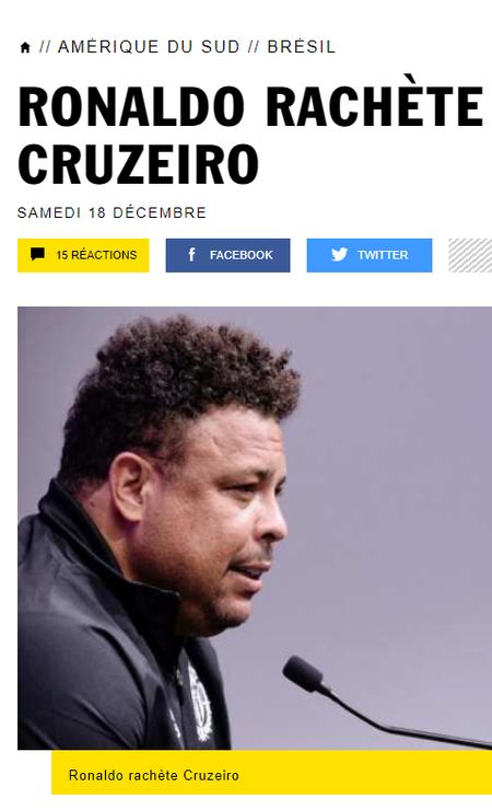 Le rachat de Cruzeiro par Ronaldo résonne dans la presse européenne : « Inattendu à Valladolid »