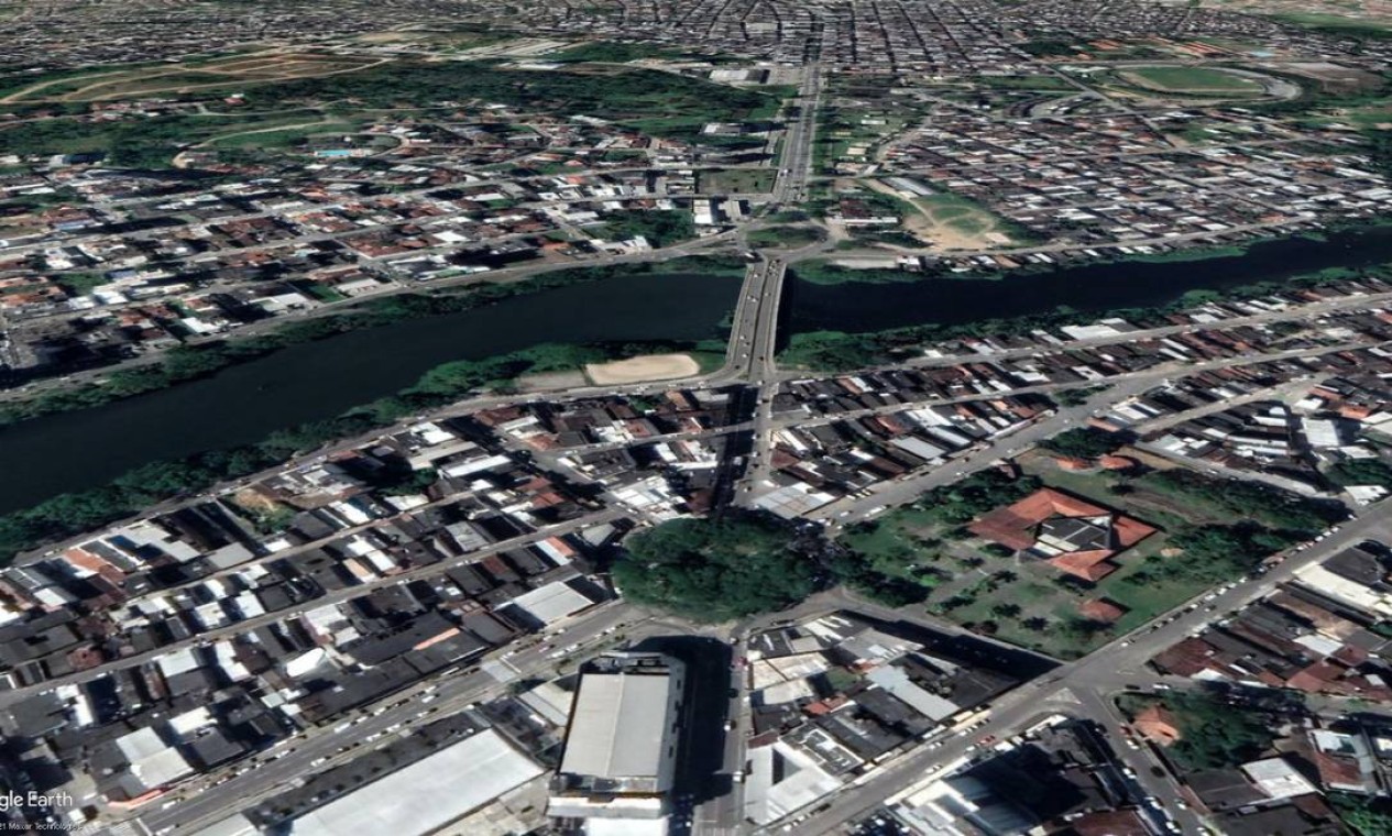 Imagem do Google mostra a cidade de Itabuna antes da enchente. Foto: Reprodução / Google Earth