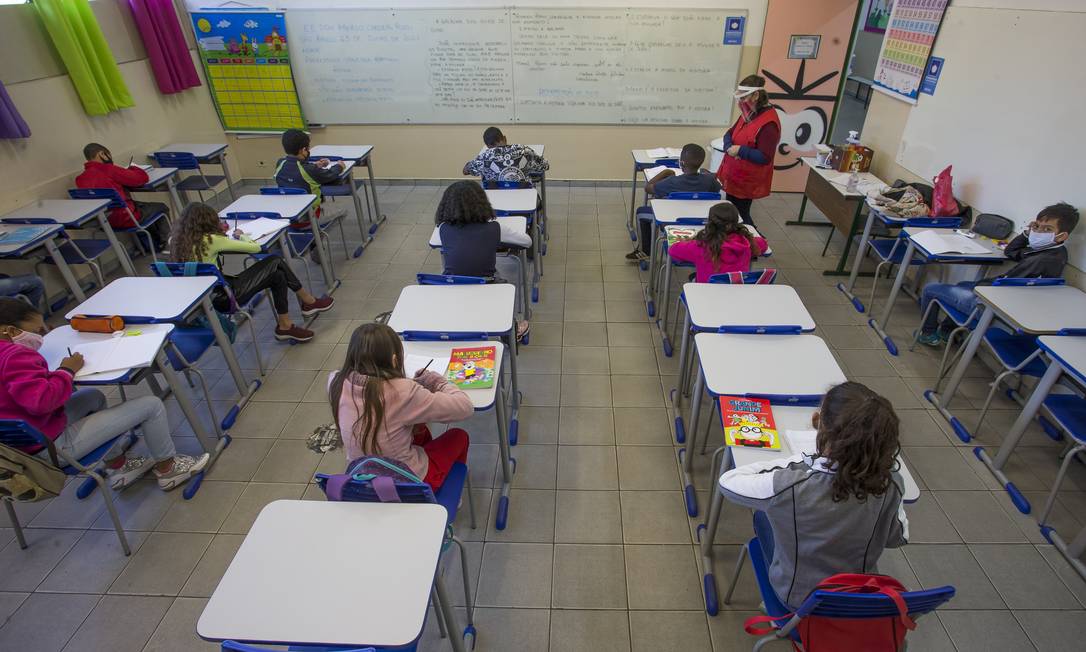 Sala de aula Escola Estadual Dom Agnelo Cardeal Rossi, em São Paulo Foto: Edilson Dantas/Agência O Globo/23-07-2021