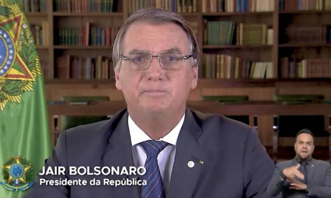 Pronunciamento de Bolsonaro em 31 de dezembro de 2021 Foto: Reprodução