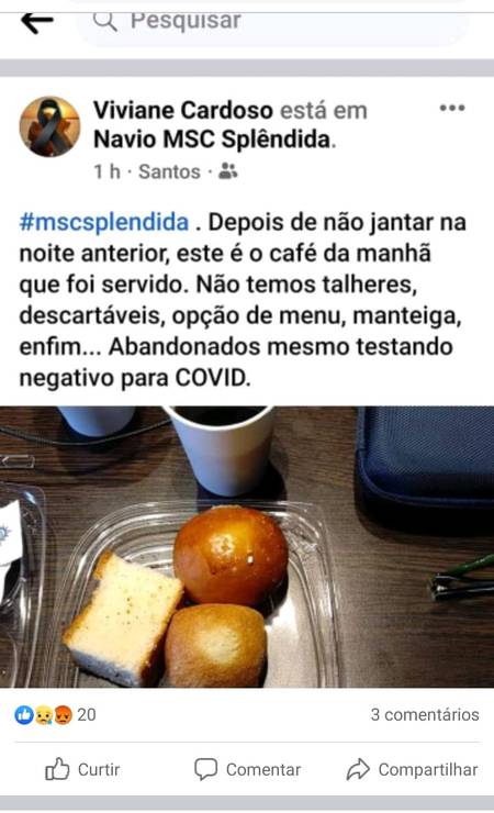 Postagem de Viviane nas redes sociais Foto: Reproduo